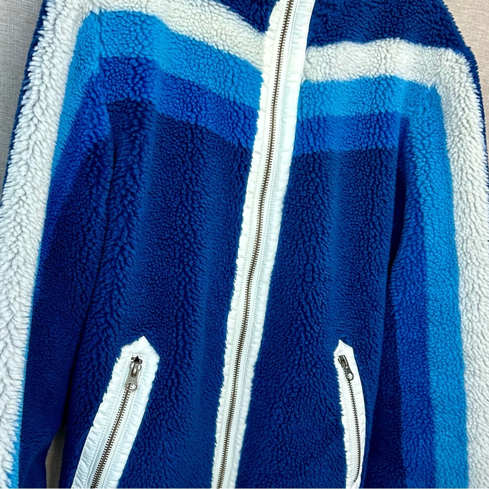 NWOT Faherty Apres Dream Fleece Sherpa Jacket – Chevron Blue Multi Stripe - Picture 8 of 10